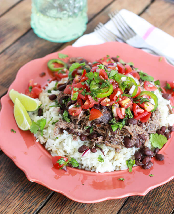 Crockpot Cuban Pork and Beans with Fresh Tomato Salsa www.littlebroken.com @littlebroken