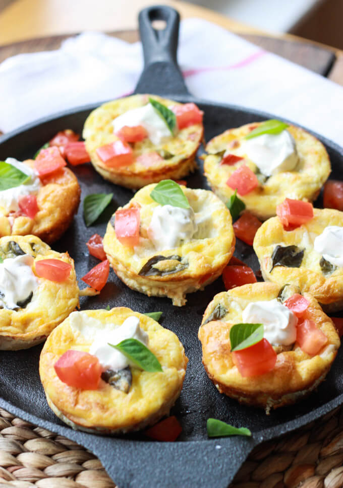 Baked Caprese Breakfast Cups - Little Broken