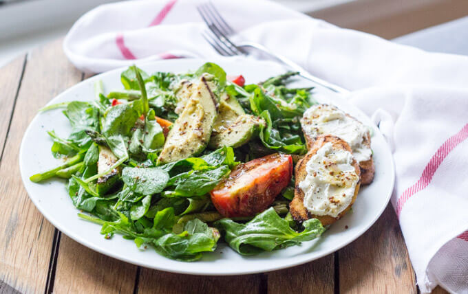 Grilled Vegetable and Arugula Salad with Goat Cheese Crostini - Little ...