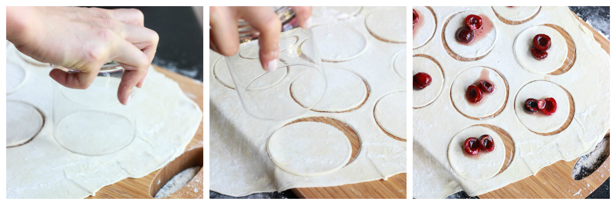 cut out dough for vareniki.