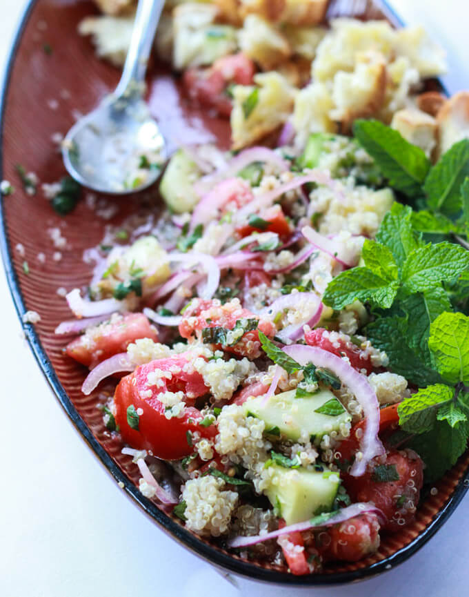 Quinoa and Heirloom Tomato Panzanella Salad Little Broken