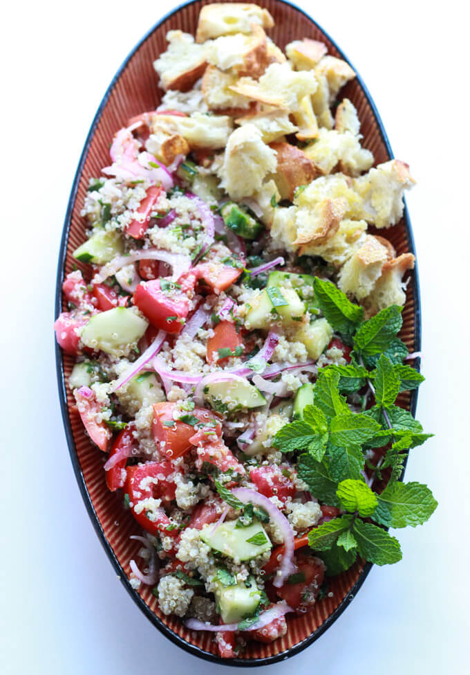 Quinoa and Heirloom Tomato Panzanella Salad Little Broken