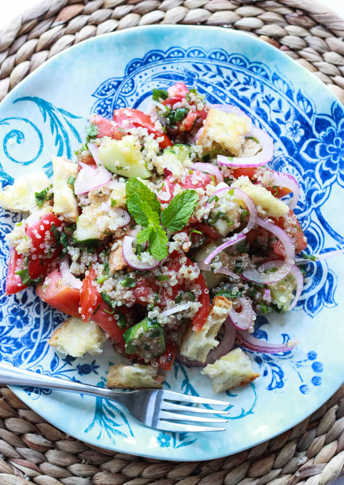 Quinoa and Heirloom Tomato Panzanella Salad Little Broken