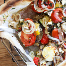 Zucchini and Eggplant Bake with Goat Cheese and Herbs