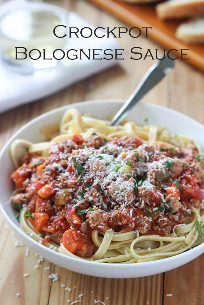 Crockpot Bolognese Sauce - Little Broken