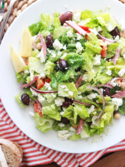 Greek Italian Chopped Salad - antipasto platter but in a salad form! All your favorite Greek + Italian flavors combined | littlebroken.com @littlebroken