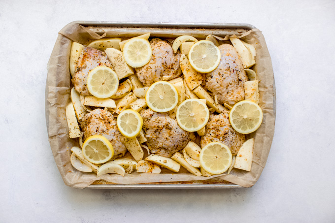 chicken topped with lemon slices