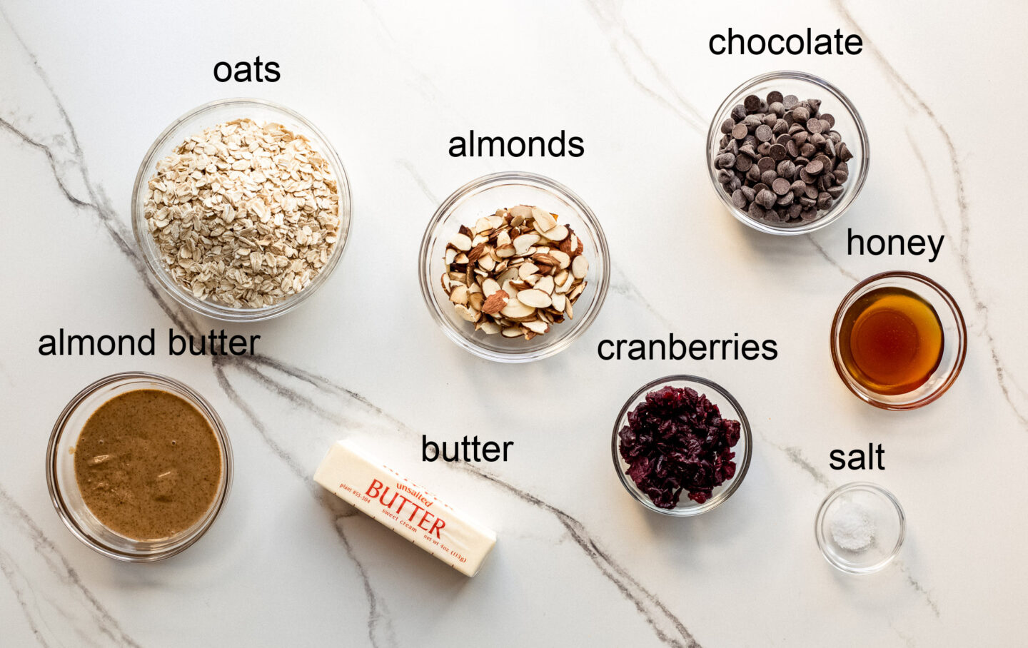 ingredients for no bake oatmeal bars