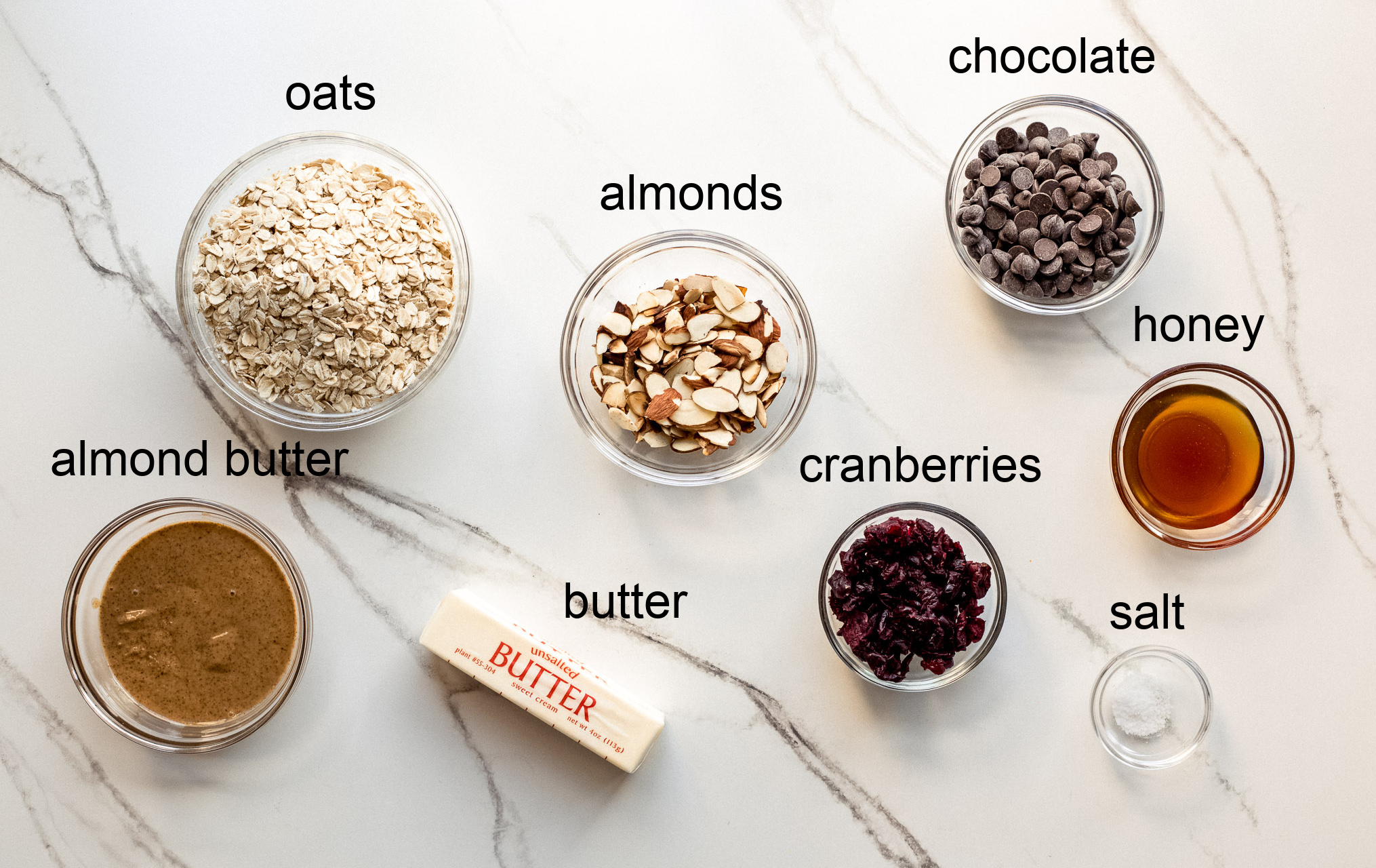 ingredients for no bake oatmeal bars