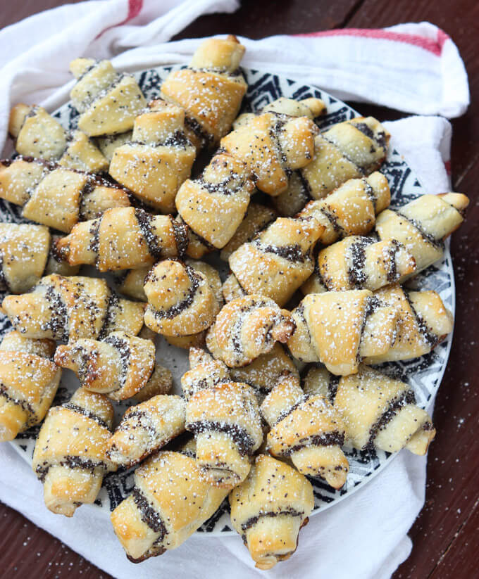 Day 11 of 12 Days of Cookies: delicate rugelach cookies with homemade poppy seed filling . You get 4+ dozen from one batch! | littlebroken.com @littlebroken