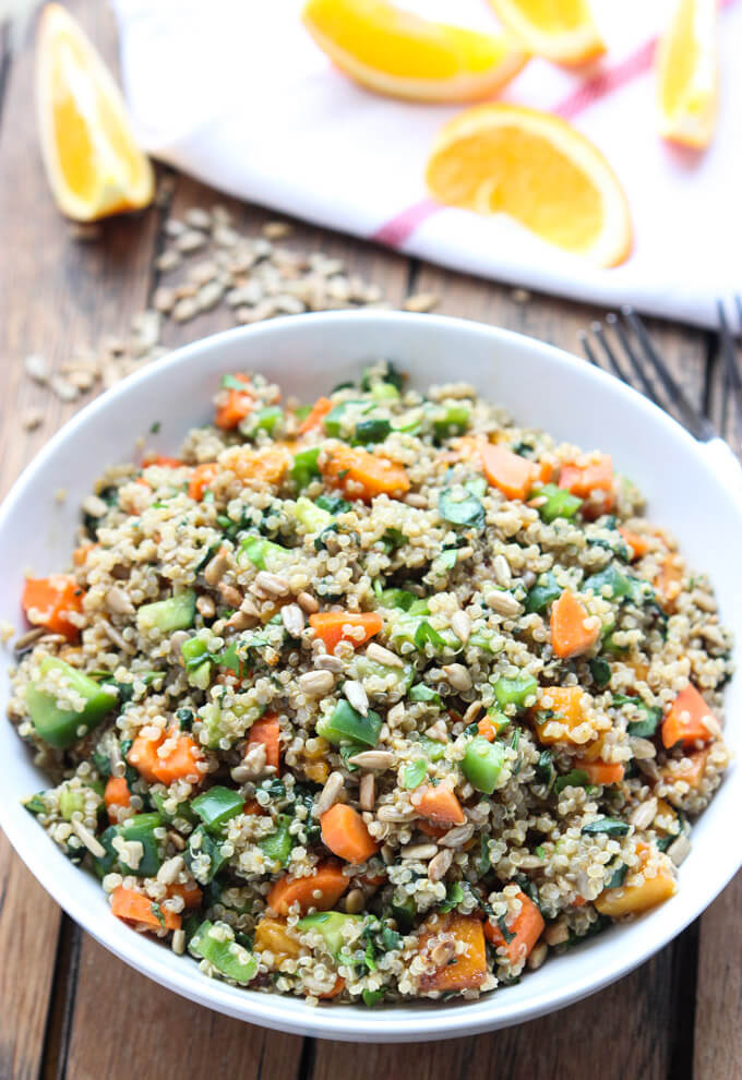 Chopped Vegetable Quinoa Salad - Little Broken