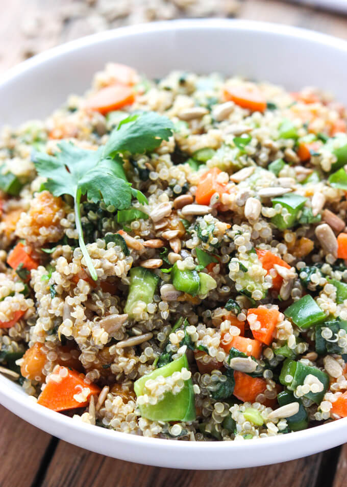 Chopped Vegetable Quinoa Salad - Little Broken