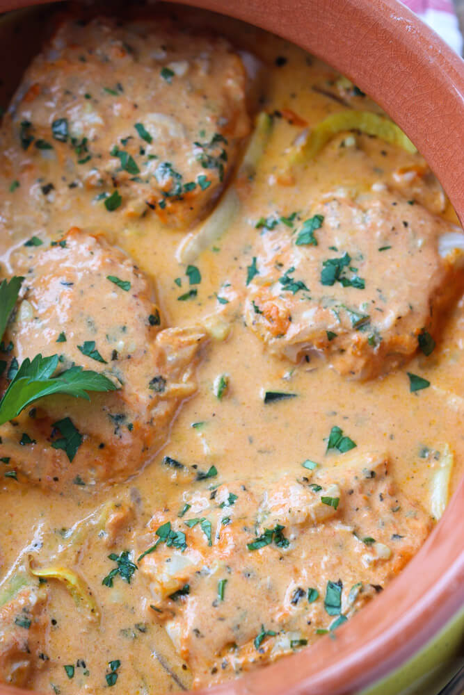 Cod in Creamy Red Roasted Pepper Sauce  Little Broken