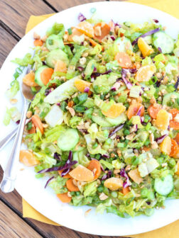 Healthy salad greens combined with crispy veggies and mandarins in a slightly sweet dressing | littlebroken.com @littlebroken