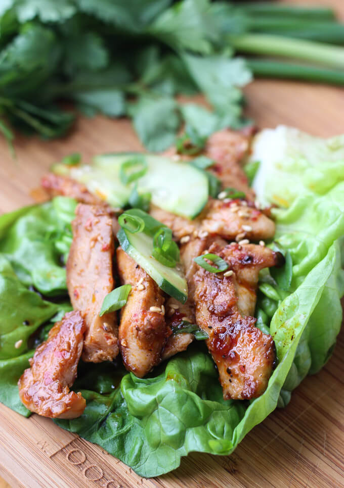 Yummy Korean Chicken Lettuce Wraps