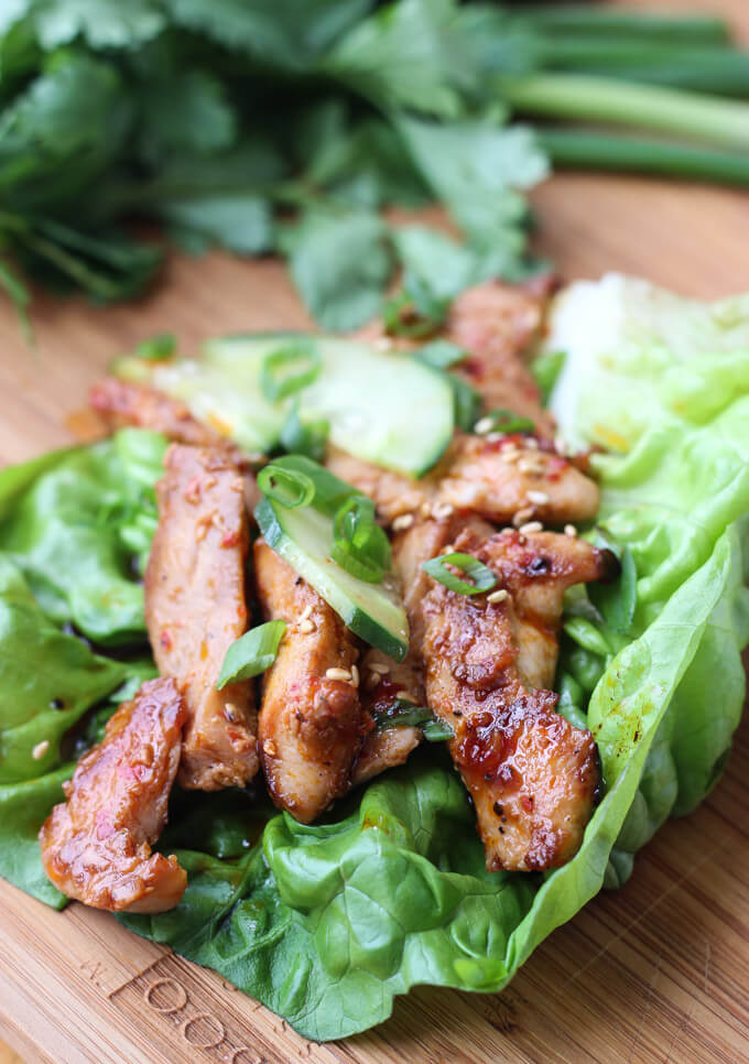 Yummy Korean Chicken Lettuce Wraps