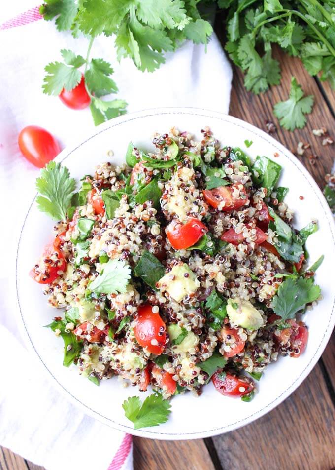 Avocado, Tomato, and Spinach Quinoa Salad Little Broken