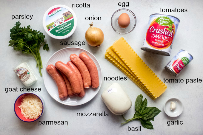 ingredients for turkey lasagna recipe.