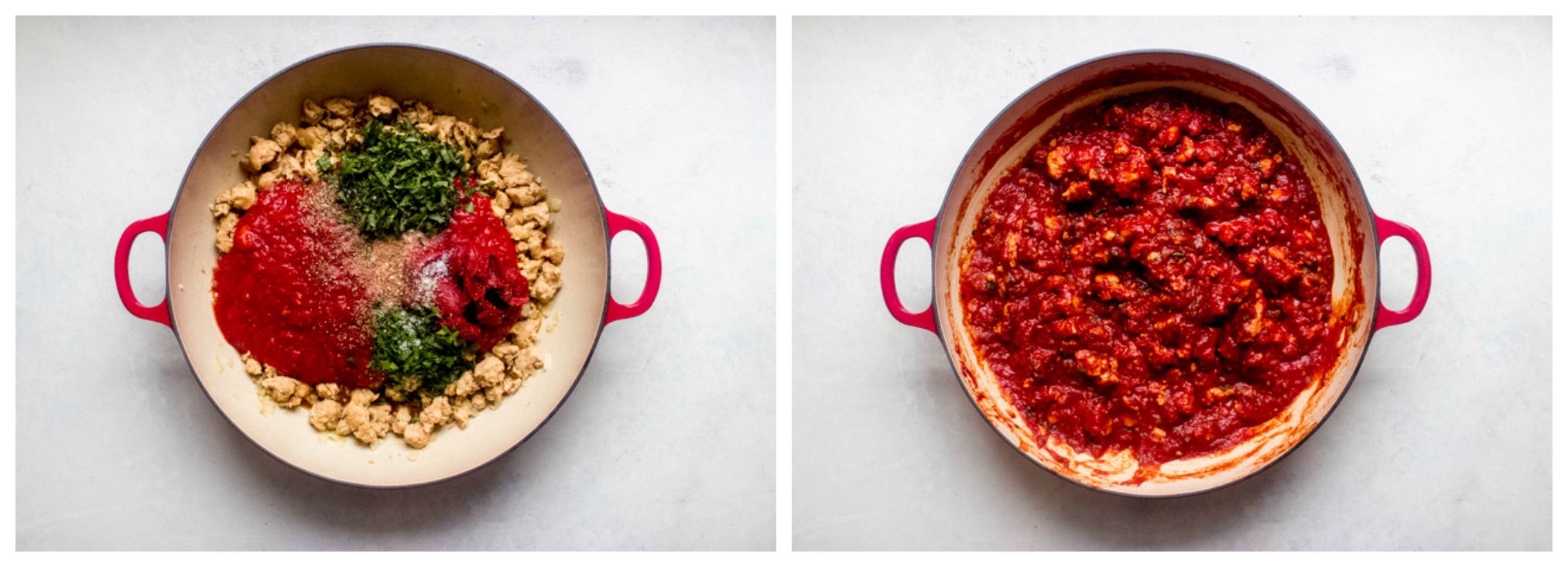 tomato sauce in skillet