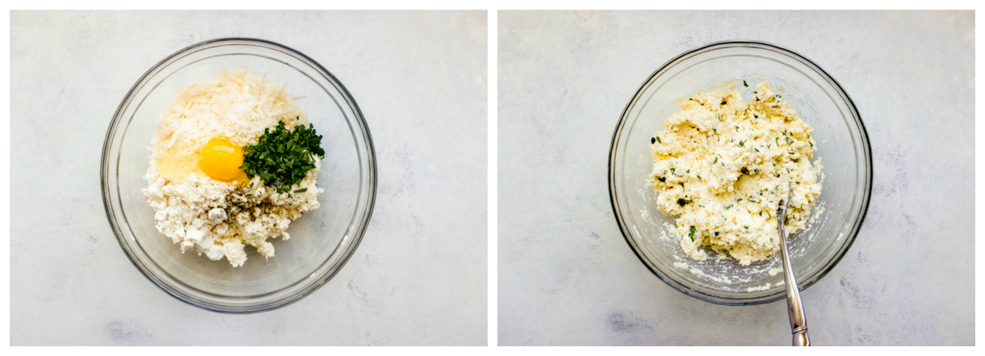 ricotta mixture in a glass bowl