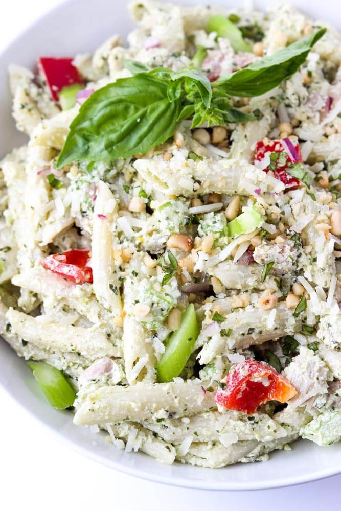 Greek Yogurt Pesto Chicken Pasta Little Broken