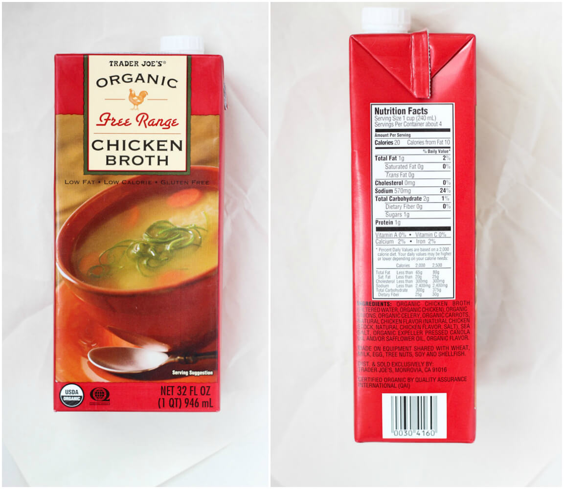 BEST products to buy at Trader Joe's - Organic Free Range Chicken Broth | littlebroken.com @littlebroken