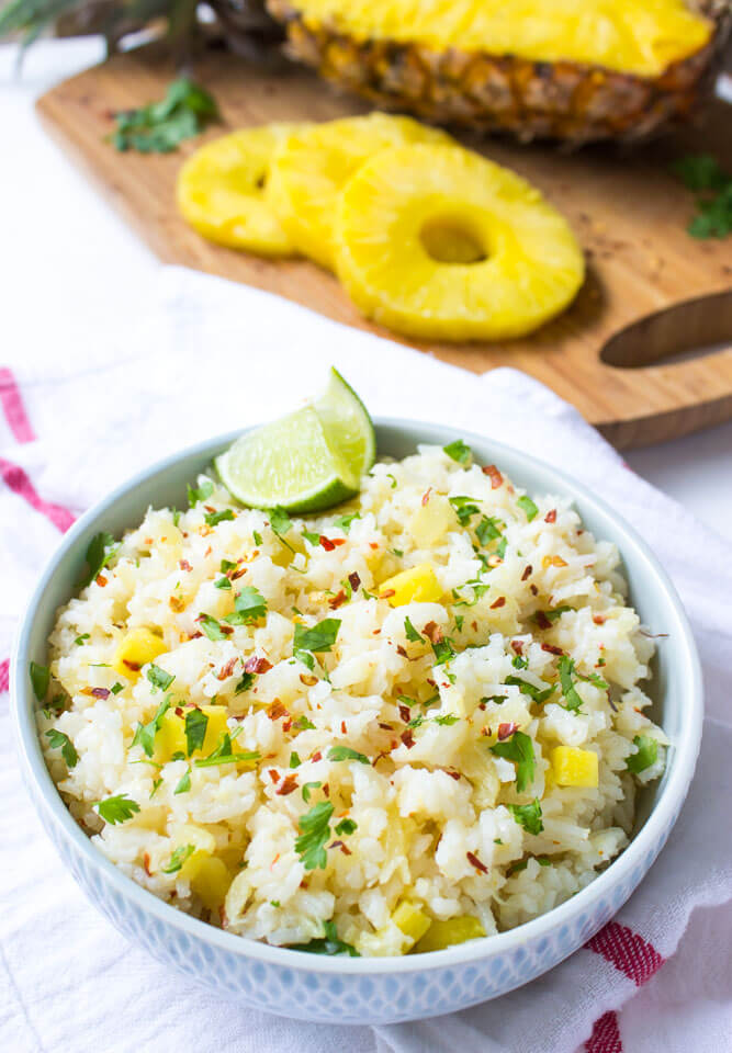 Sweet and spicy rice with crushed pineapple and red pepper flakes. Easy and delicious side dish to any entree | littlebroken.com @littlebroken