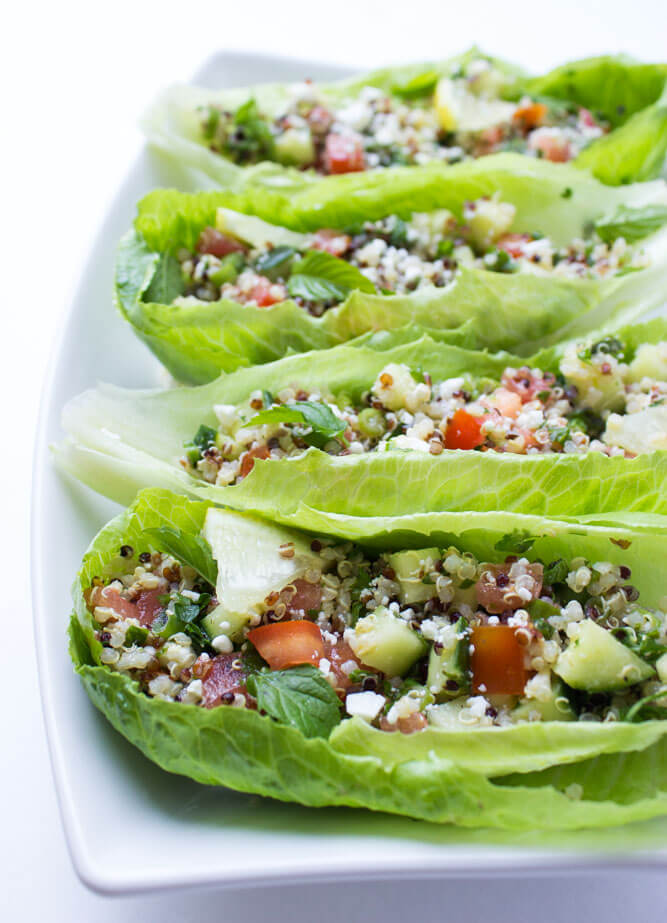 Mediterranean Quinoa Lettuce Boats - Little Broken