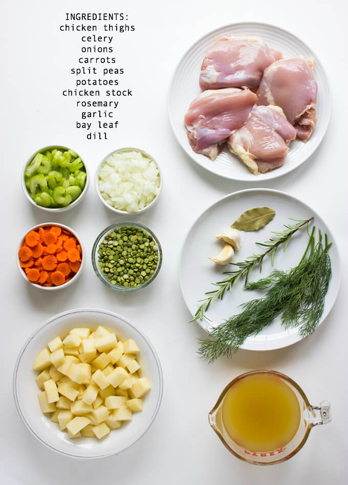ingredients for green split pea soup.