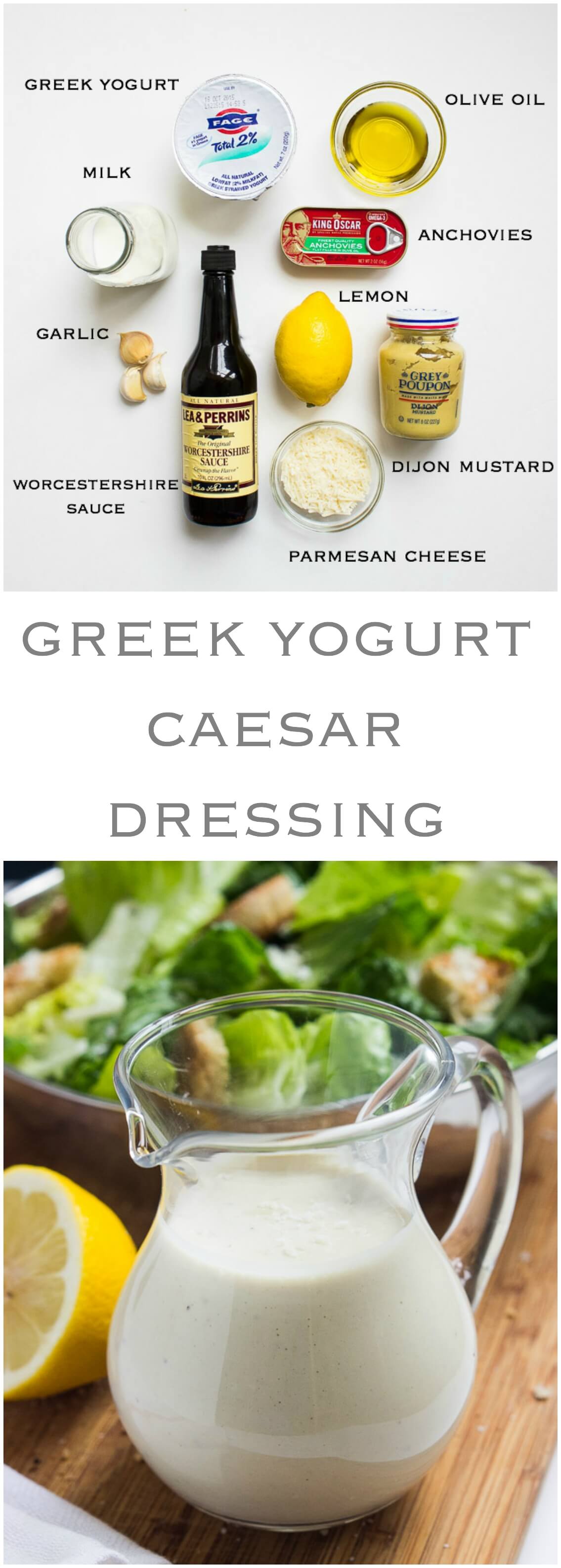 Lightened-up caesar dressing made with healthy greek yogurt and very little oil | littlebroken.com @littlebroken
