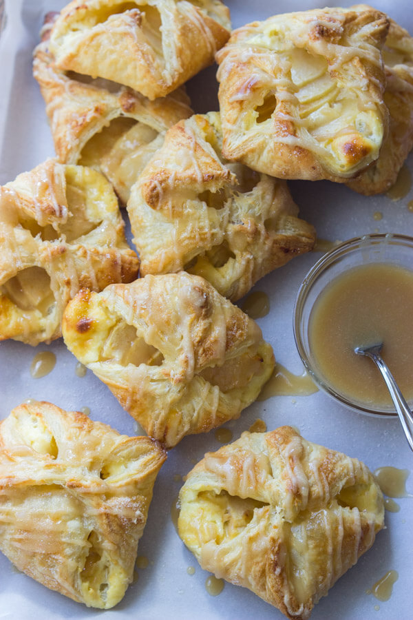 Apple Cheese Danishes with Caramel Glaze Little Broken