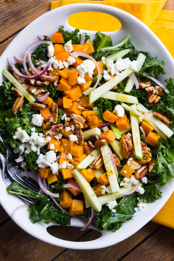 Kale, Butternut Squash and Apple Salad with Maple 