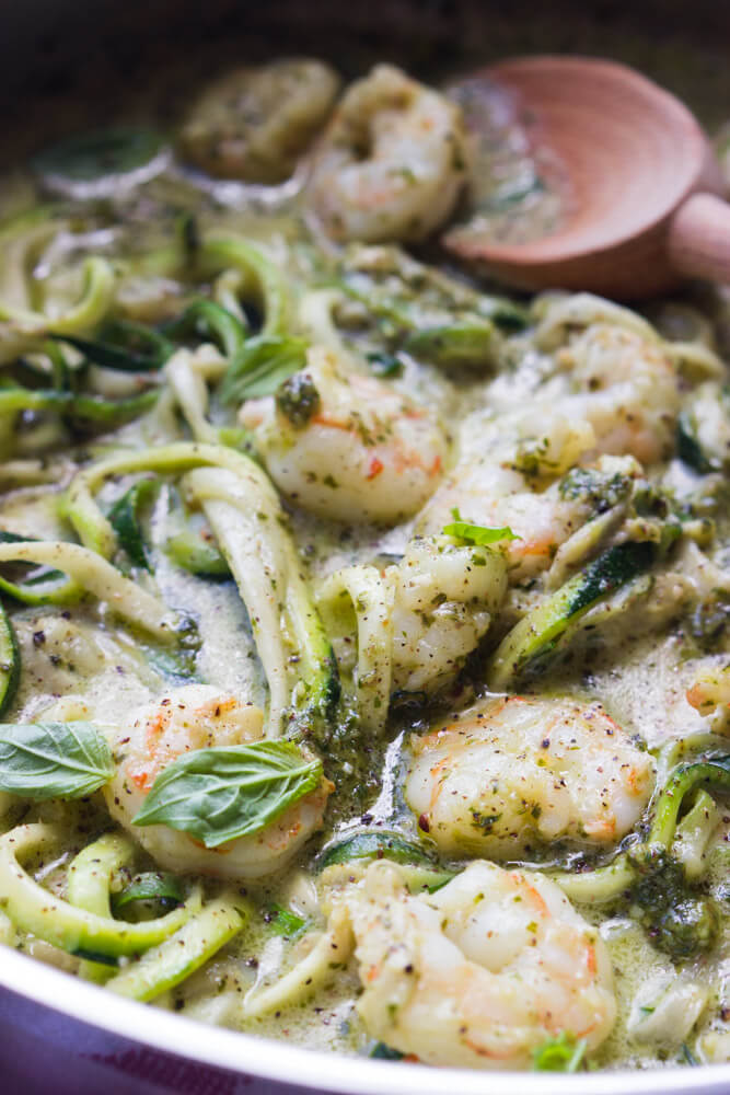 zoodles pesto shrimp