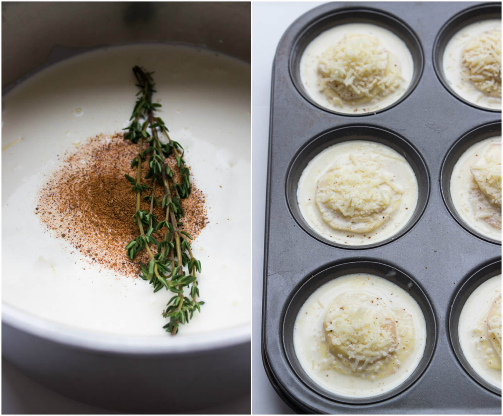 potatoes with cream in muffin pan