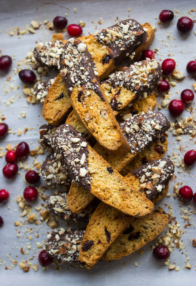 Dark Chocolate Cranberry Almond Biscotti - Little Broken