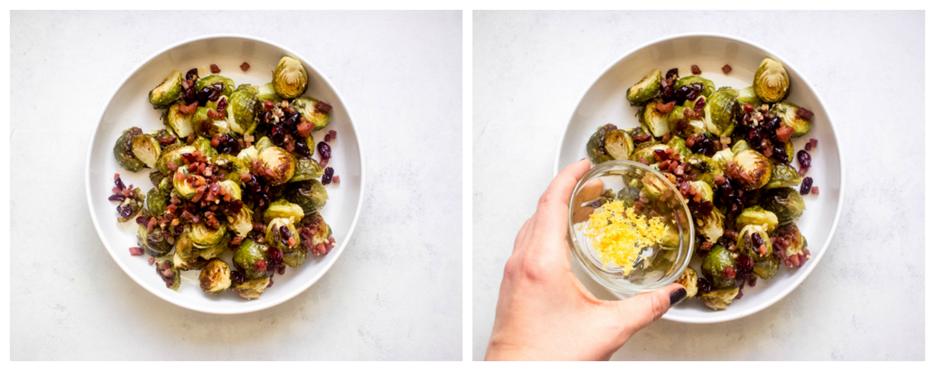 roasted brussel sprouts topped with lemon zest