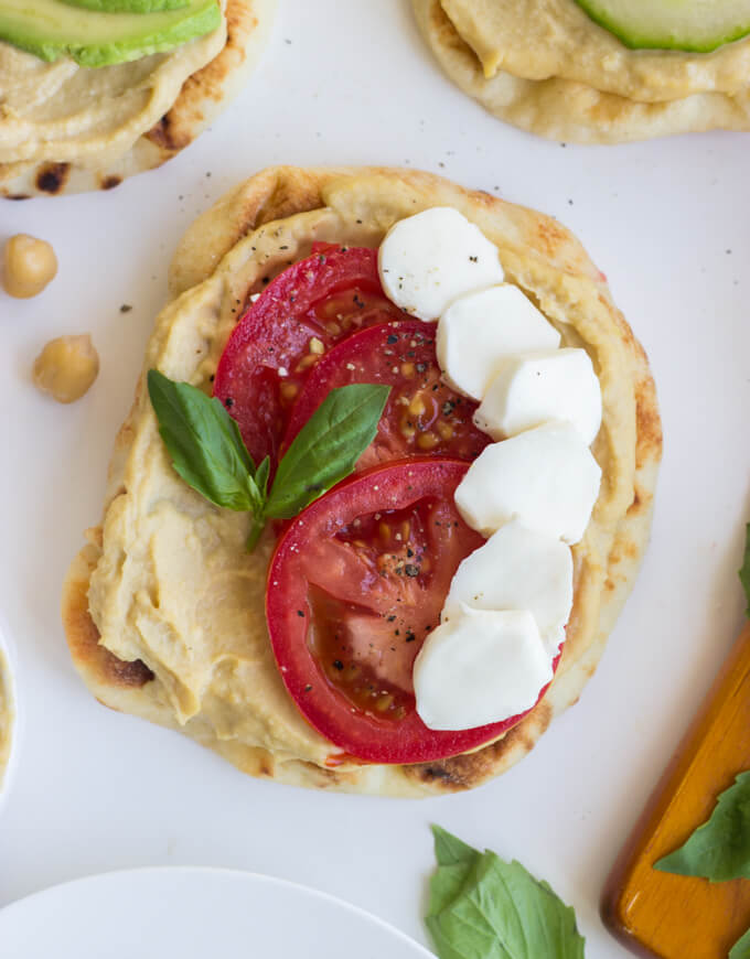 Hummus Naan Toast 3 Ways - give your morning toast a makeover with this easy naan bread. Simple, fresh and veggie loaded toppings will surely keep you full and healthy! | littlebroken.com @littlebroken