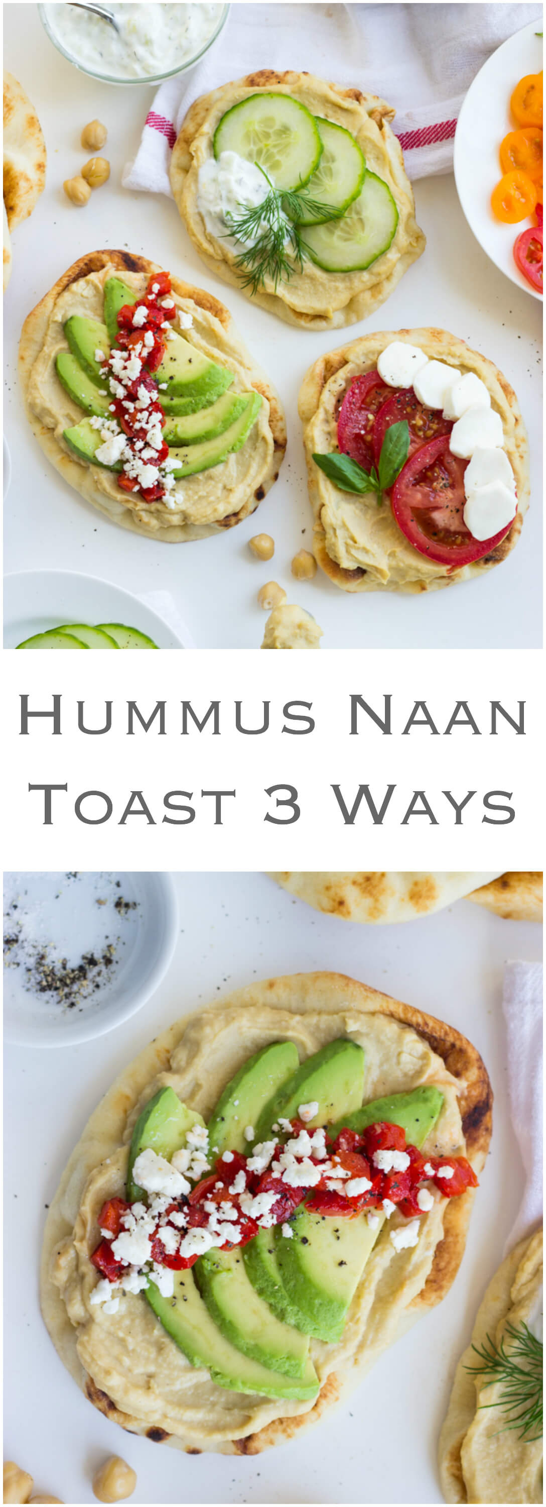 Hummus Naan Toast 3 Ways - give your morning toast a makeover with this easy naan bread. Simple, fresh and veggie loaded toppings will surely keep you full and healthy! | littlebroken.com @littlebroken