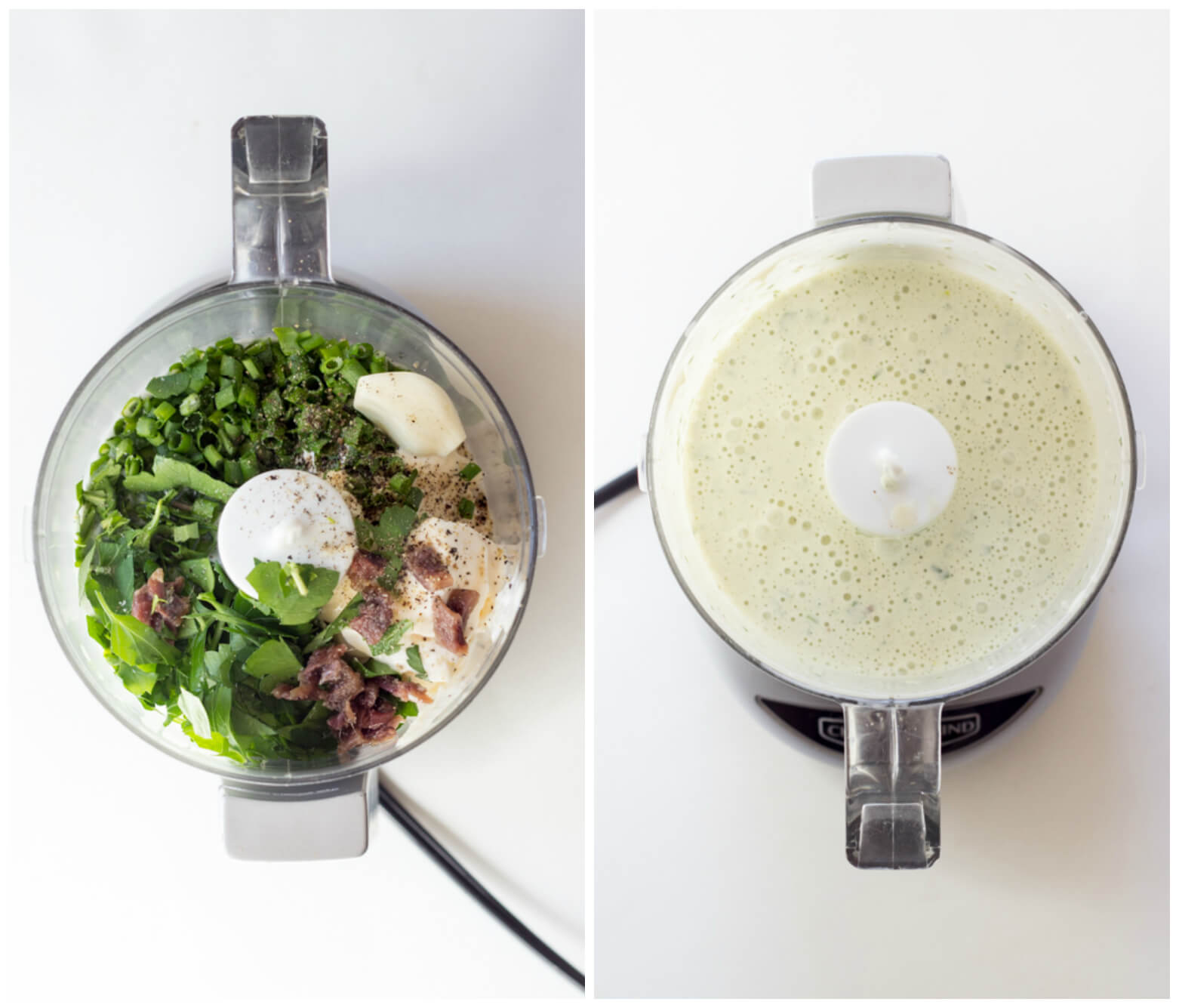 green goddess dressing in a food processor