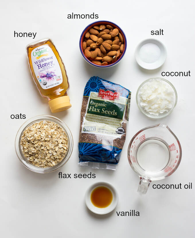 ingredients for flax seed granola