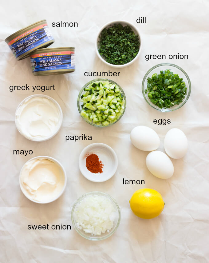 ingredients for salmon salad with canned salmon