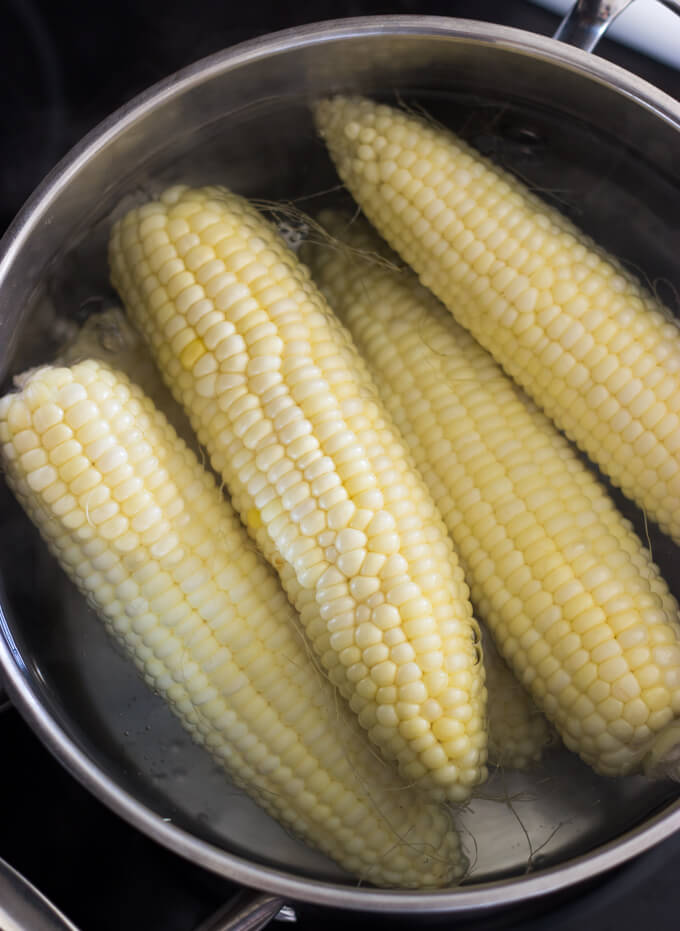 corn on the cob in a pot