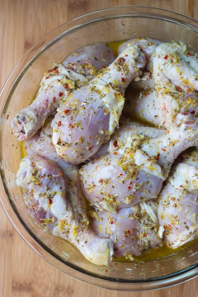 Grilled Greek Lemon Chicken Drumsticks - perfect chicken dish to add to weeknight dinner! | littlebroken.com @littlebroken