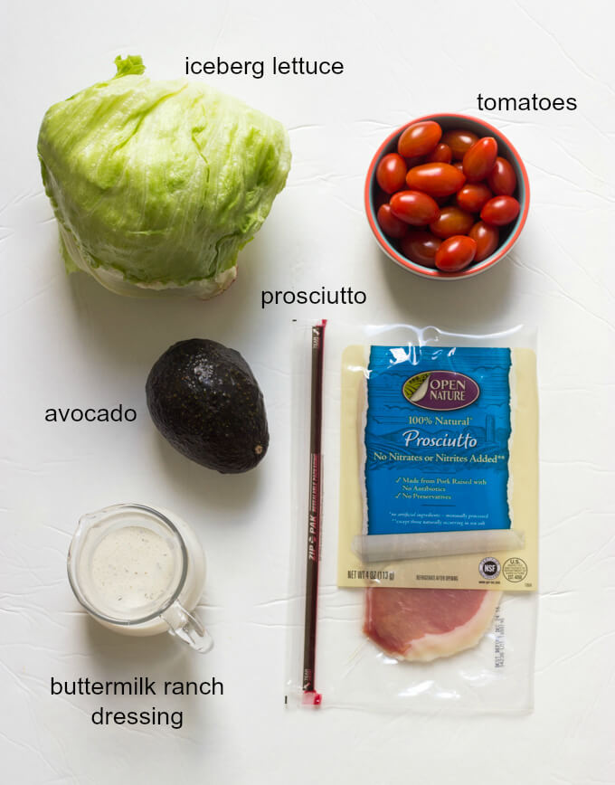 ingredients for wedge salad with ranch