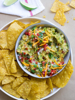 Cheesy Guacamole - traditional guacamole with cheese! | littlebroken.com @littlebroken