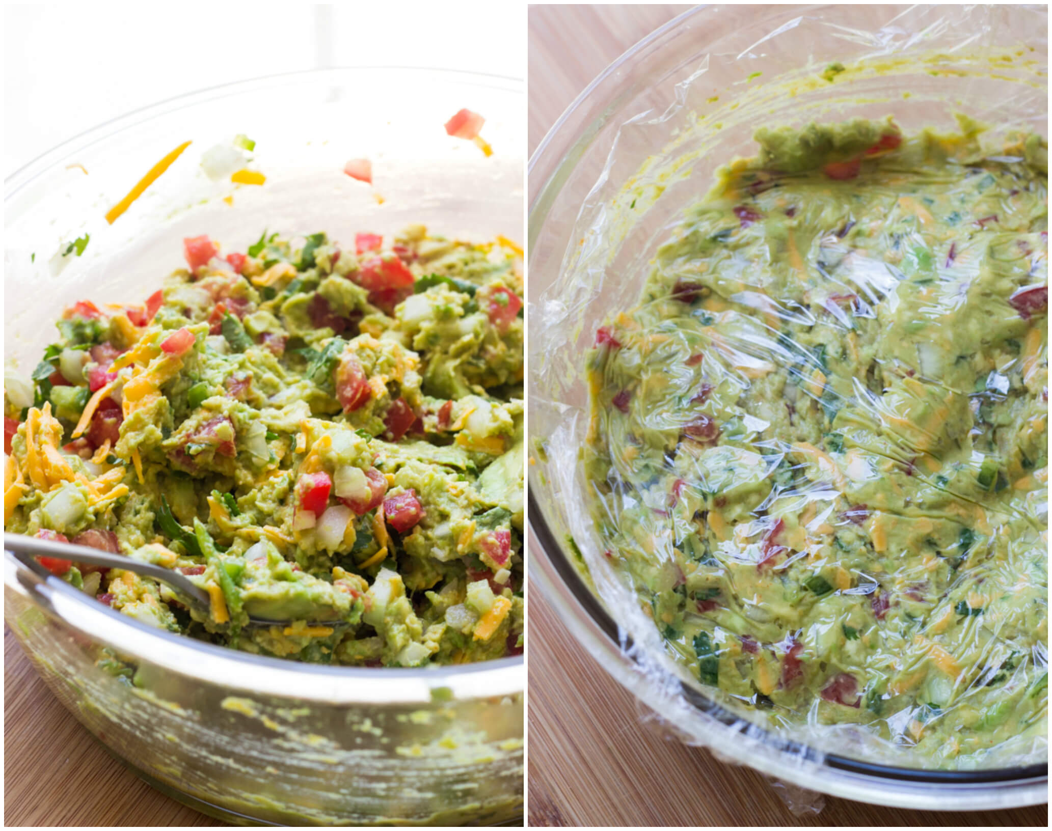 Cheesy Guacamole - traditional guacamole but with cheese! | littlebroken.com @littlebroken