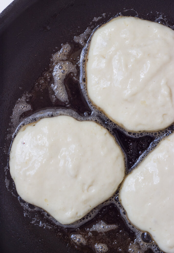 pancakes in a skillet