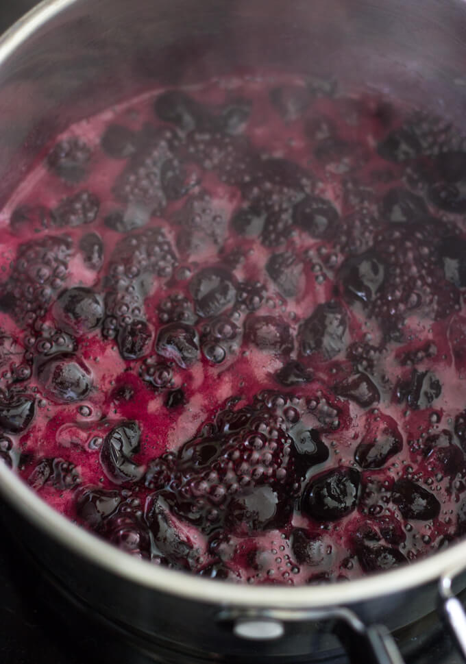 cherry syrup in a saucepan