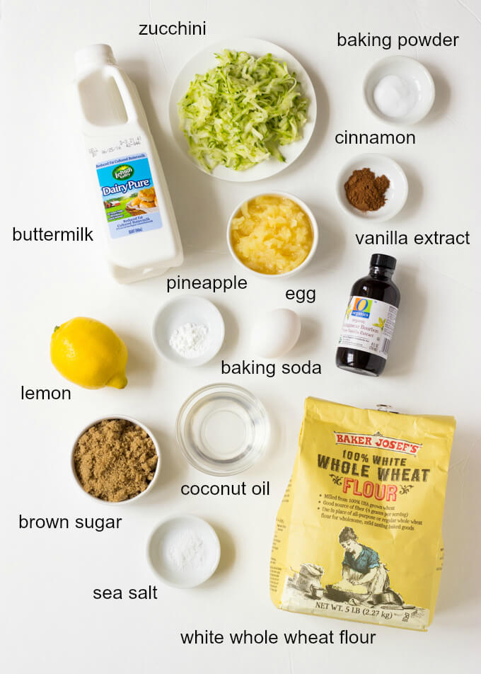 ingredients for zucchini bread with pineapple