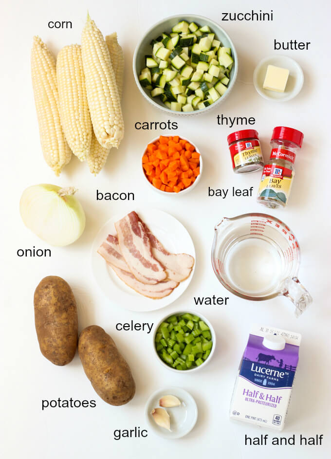 ingredients for summer corn chowder